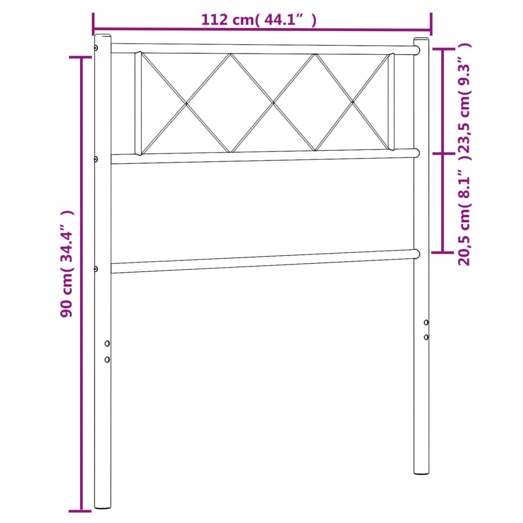 Metal Headboard White 107 cm