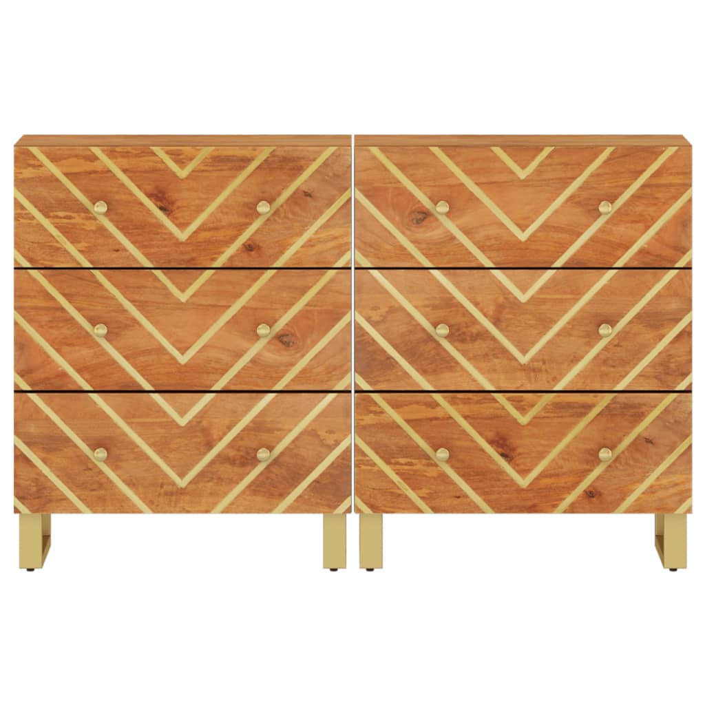 Side Cabinets 2 pcs Brown and Black 60x33.5x75 cm Solid Wood Mango