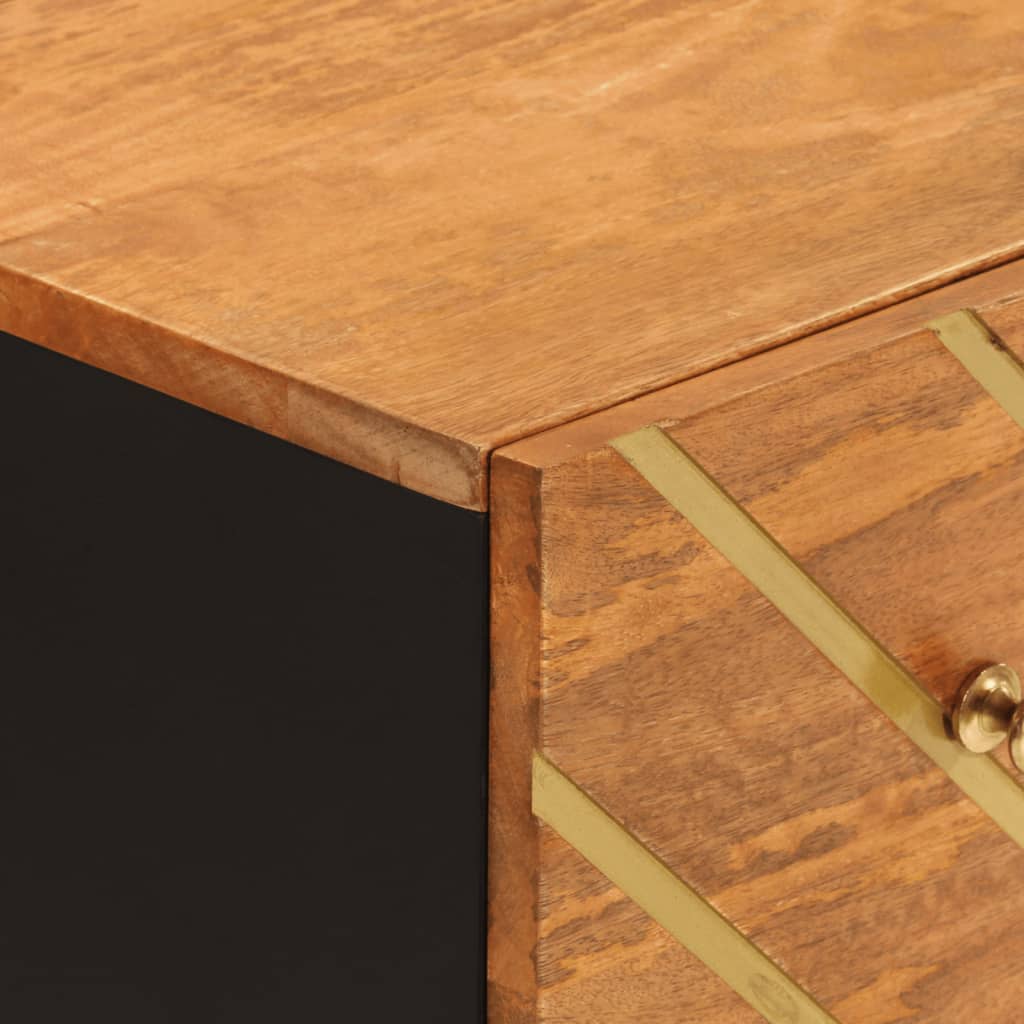 Side Cabinets 2 pcs Brown and Black 60x33.5x75 cm Solid Wood Mango