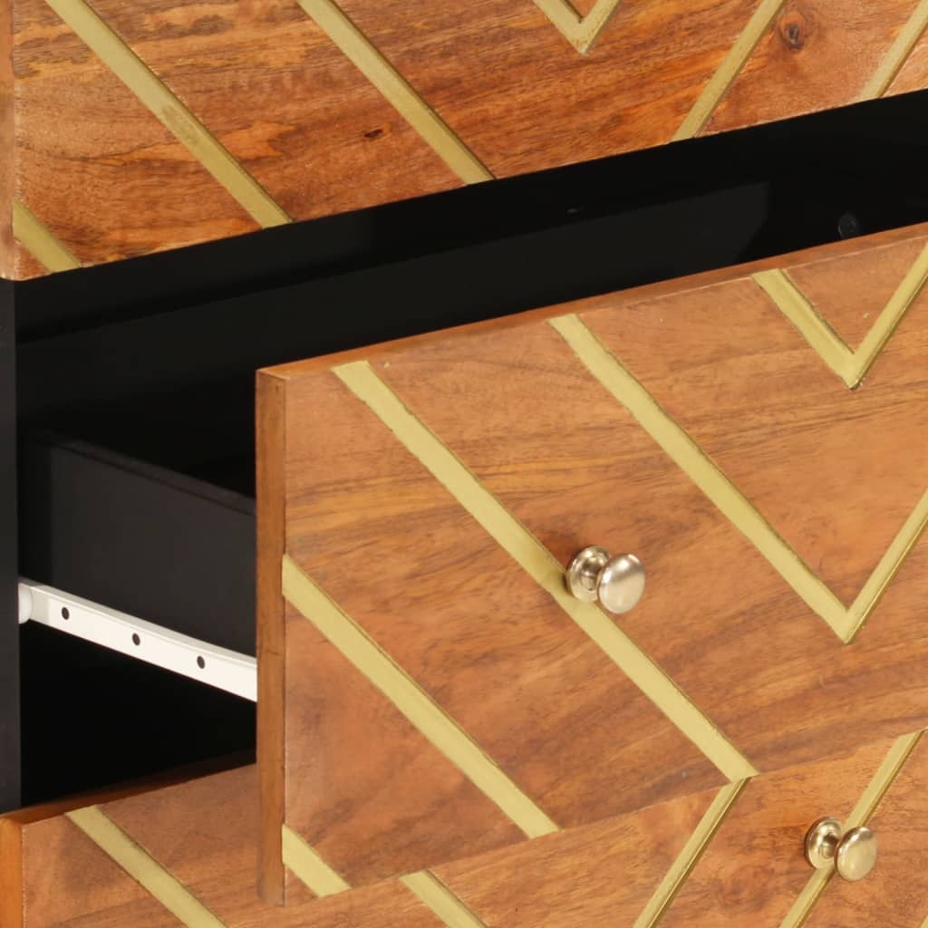 Side Cabinets 3 pcs Brown and Black 60x33.5x75 cm Solid Wood Mango