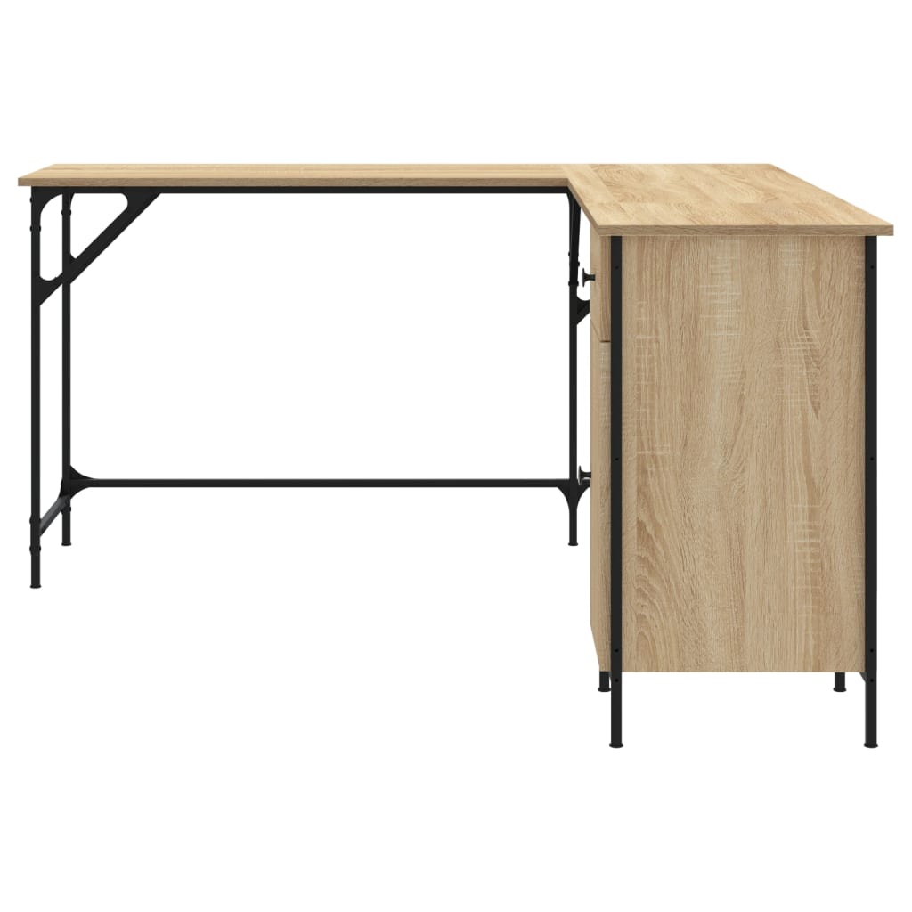 Industrial Wooden Home Office L-Shaped Corner Computer Desk Table With Storage