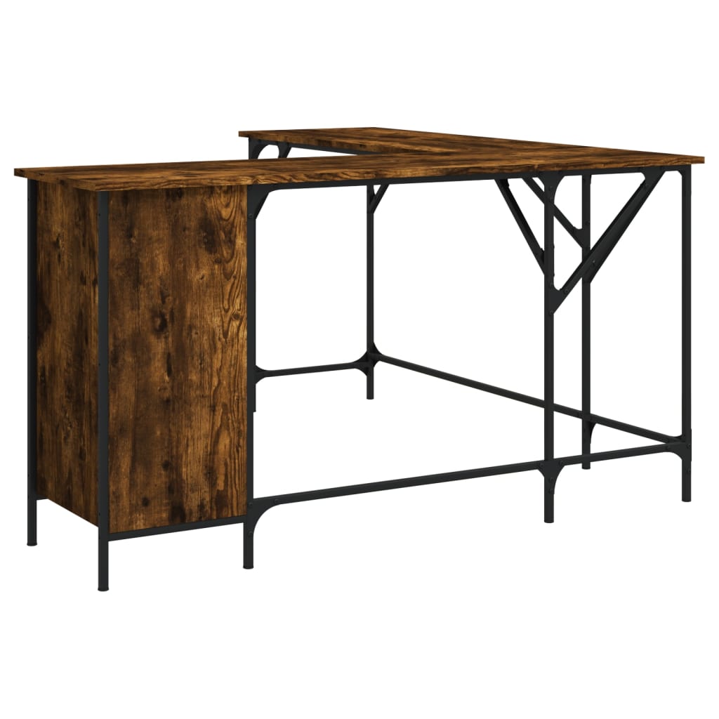 Industrial Wooden Home Office L-Shaped Corner Computer Desk Table With Storage