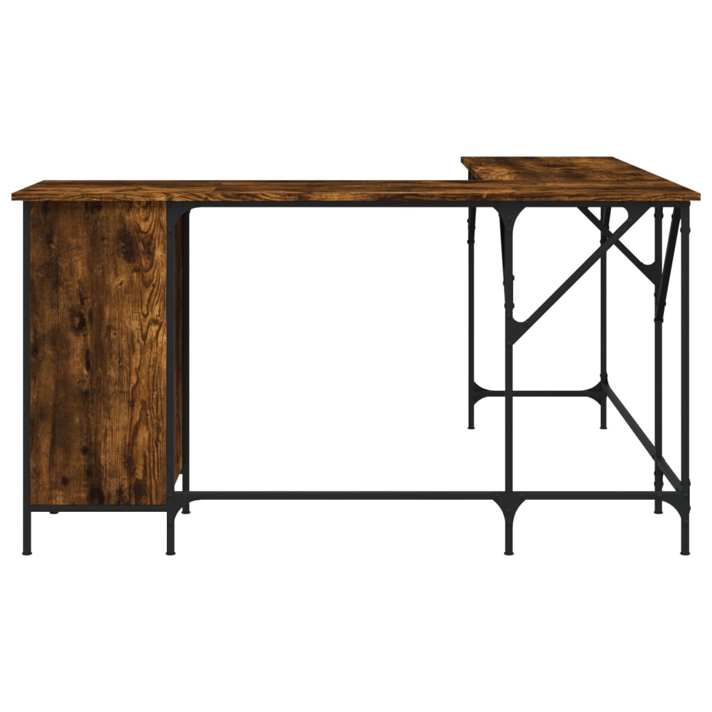Desk Smoked Oak 141x141x75 cm Engineered Wood