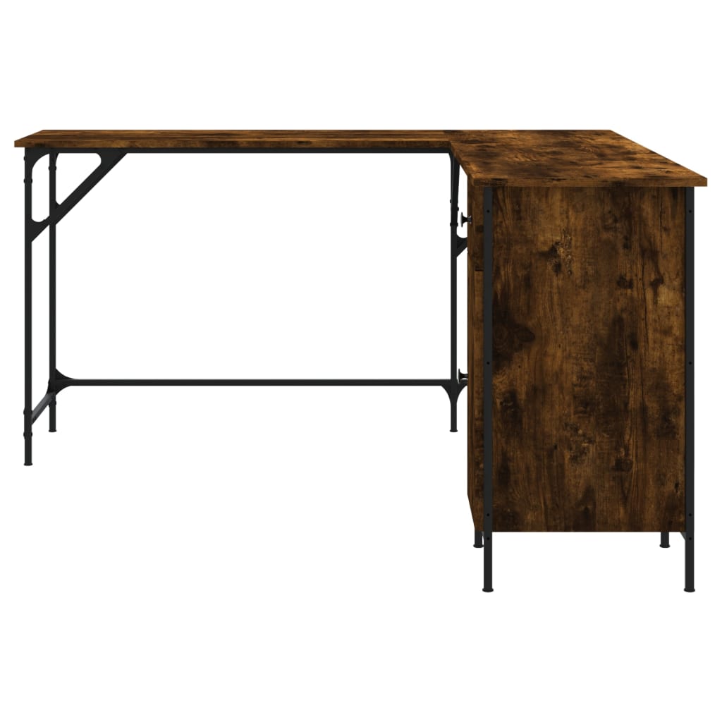 Desk Smoked Oak 141x141x75 cm Engineered Wood