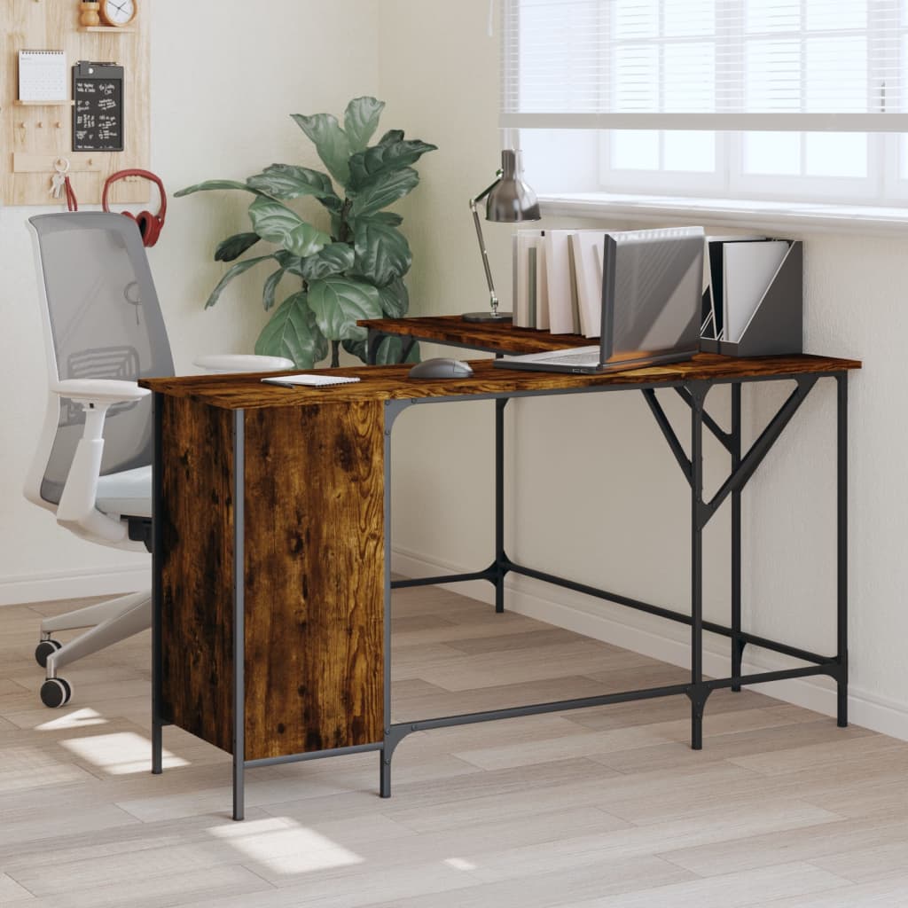 Industrial Wooden Home Office L-Shaped Corner Computer Desk Table With Storage
