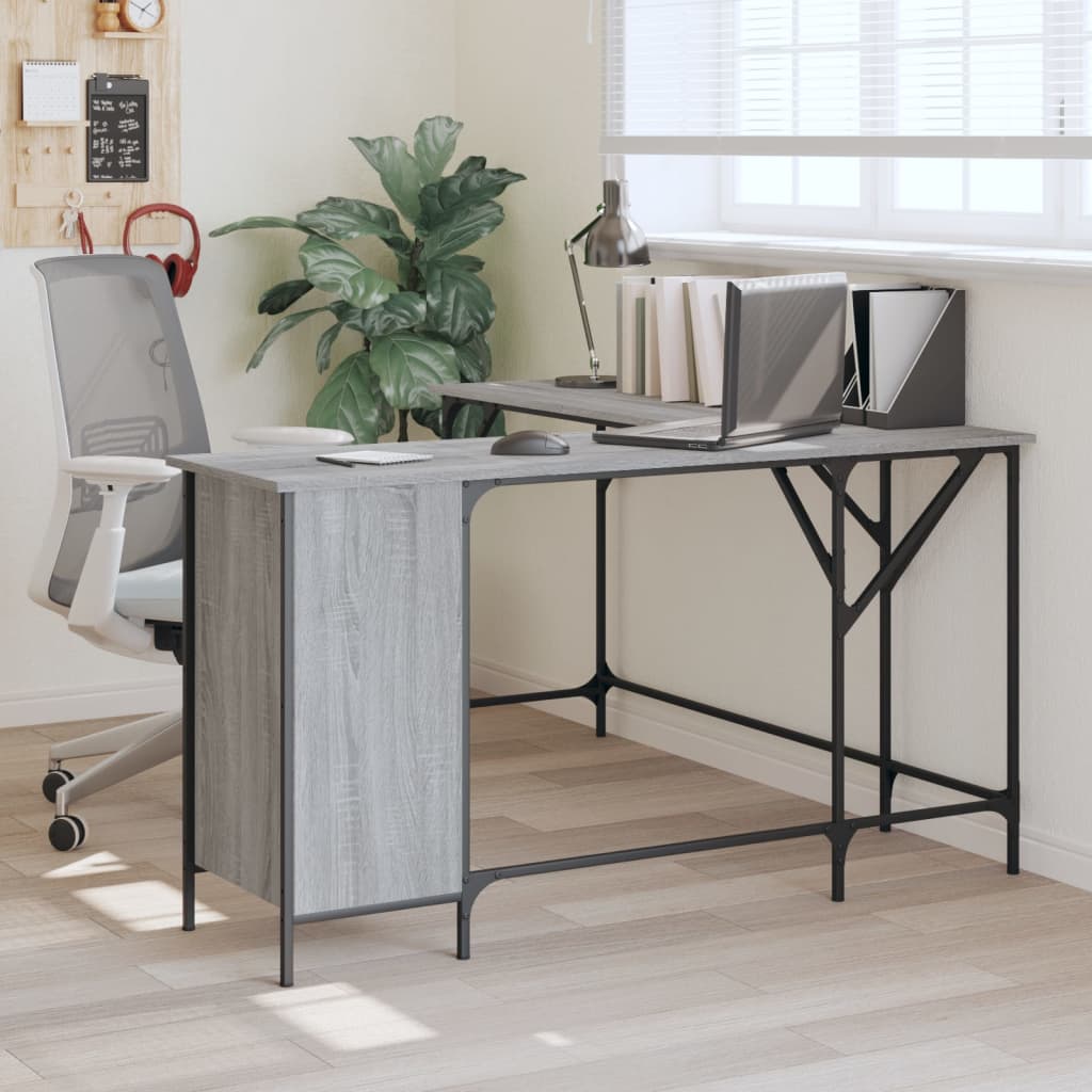 Industrial Wooden Home Office L-Shaped Corner Computer Desk Table With Storage