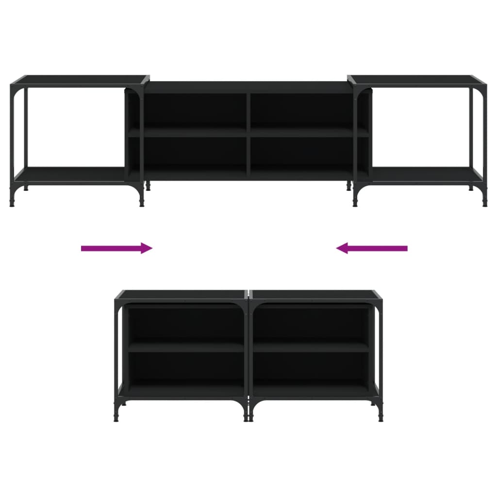 Industrial Wooden Wide TV Tele Stand Unit Cabinet With Open Storage Shelves Wood