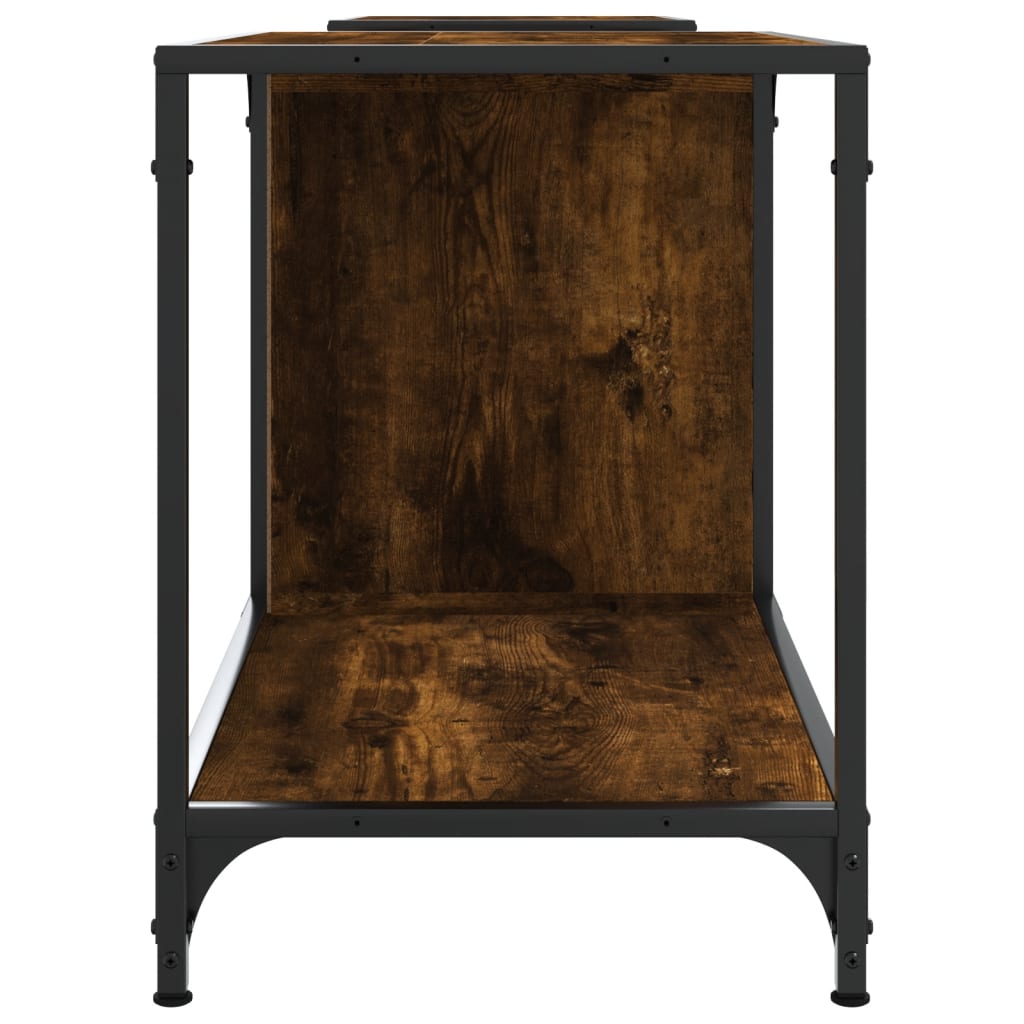 Industrial Wooden Wide TV Tele Stand Unit Cabinet With Open Storage Shelves Wood