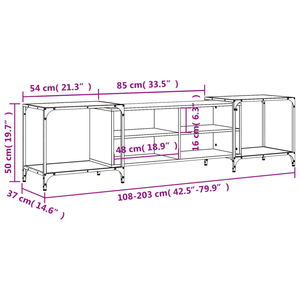 Industrial Wooden Wide TV Tele Stand Unit Cabinet With Open Storage Shelves Wood