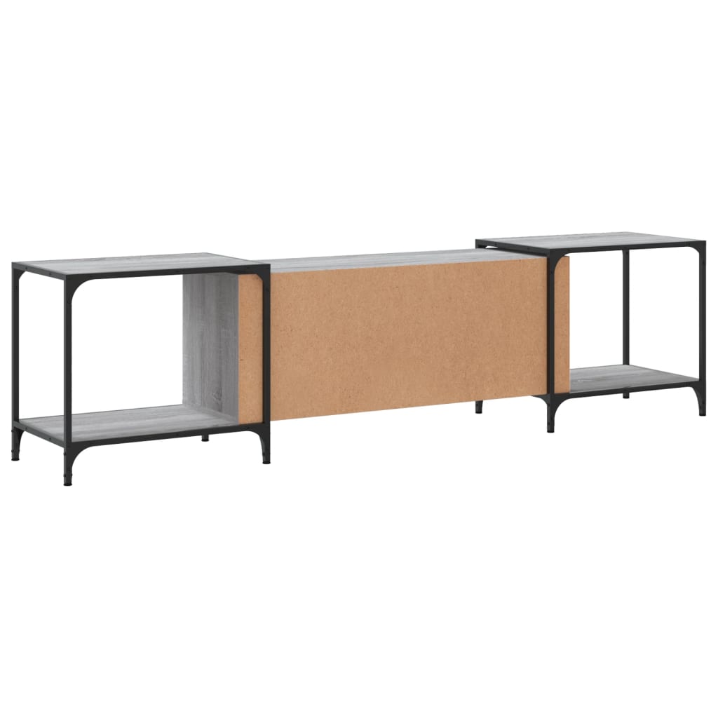 Industrial Wooden Wide TV Tele Stand Unit Cabinet With Open Storage Shelves Wood