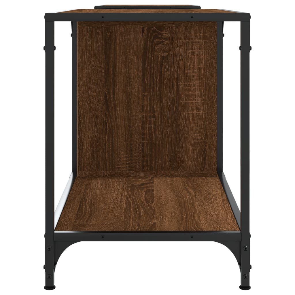 Industrial Wooden Wide TV Tele Stand Unit Cabinet With Open Storage Shelves Wood