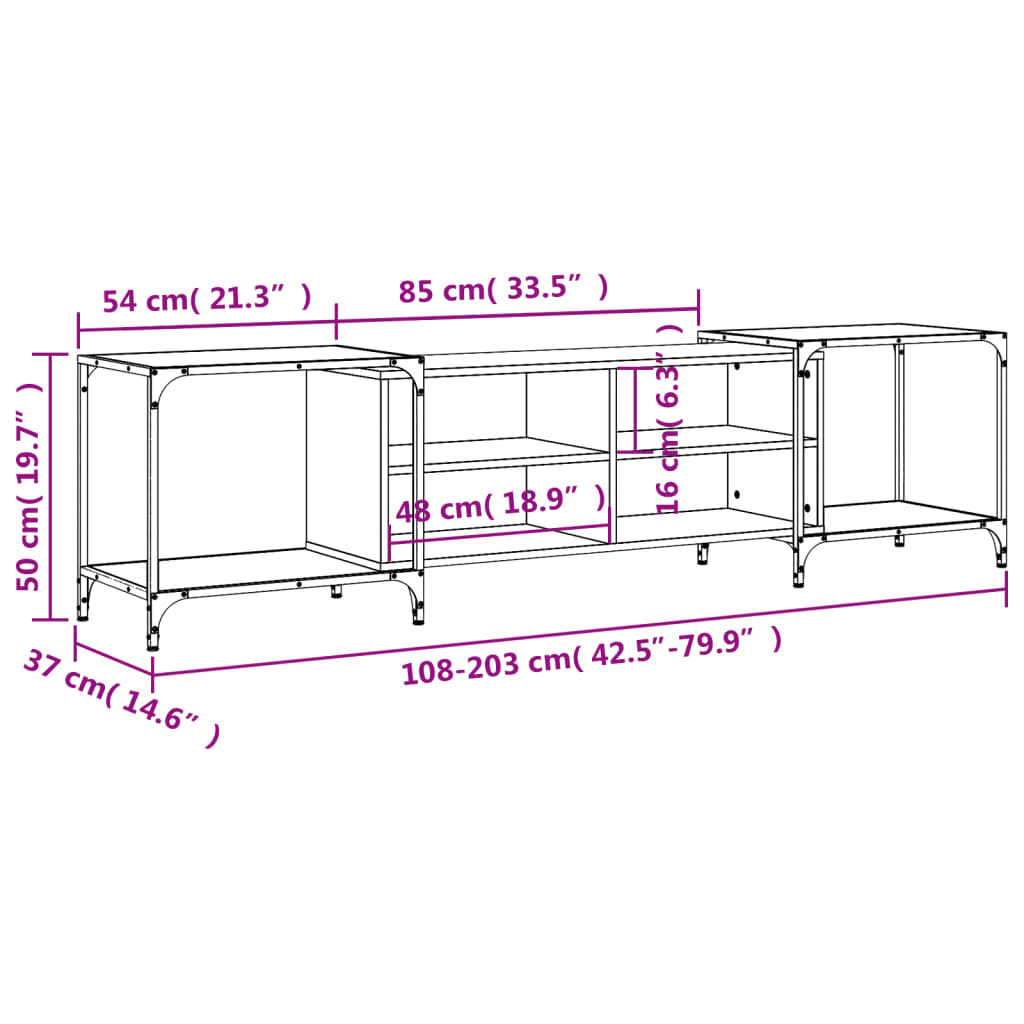 Industrial Wooden Wide TV Tele Stand Unit Cabinet With Open Storage Shelves Wood