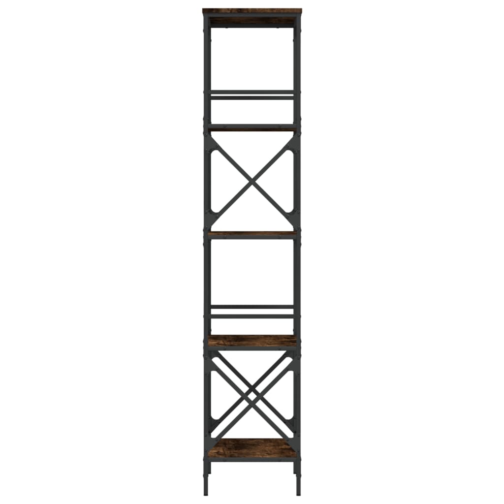 Bookcase 5-Tier Smoked Oak 59x35x171 cm Engineered Wood
