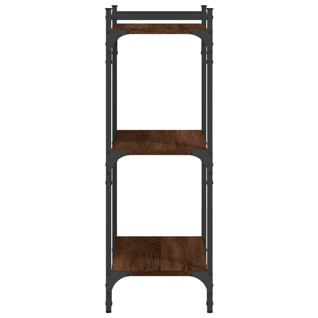 Bookcase 3-Tier Brown Oak 60x30x86 cm Engineered Wood