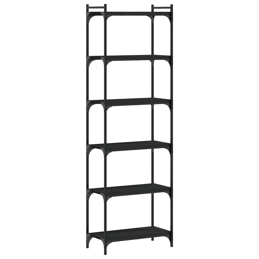 Bookcase 6-Tier Black 60x30x188 cm Engineered Wood