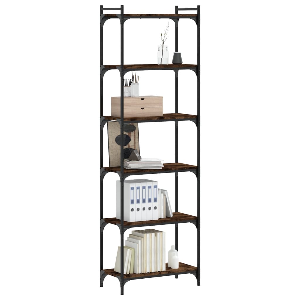 Bookcase 6-Tier Smoked Oak 60x30x188 cm Engineered Wood