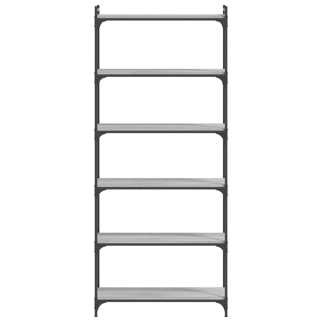 Bookcase 6-Tier Grey Sonoma 80x30x188 cm Engineered Wood