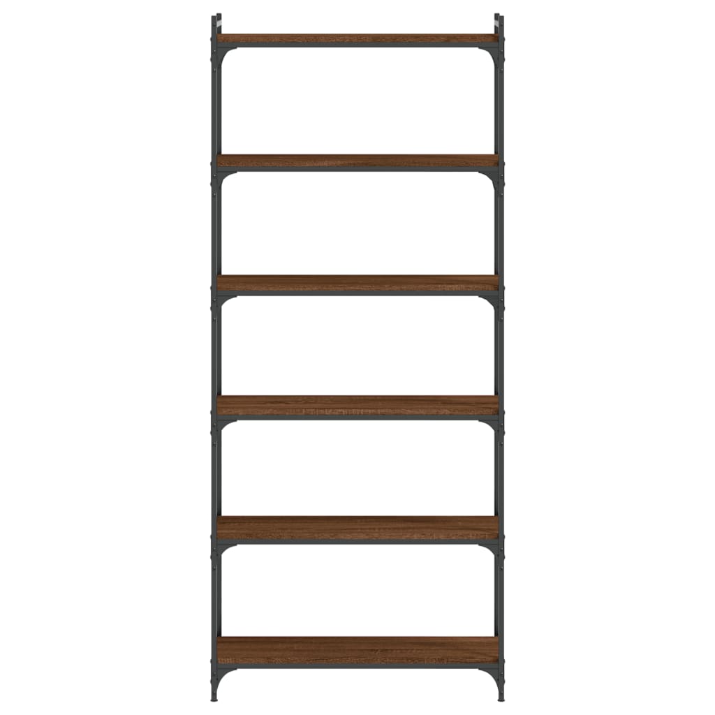 Bookcase 6-Tier Brown Oak 80x30x188 cm Engineered Wood