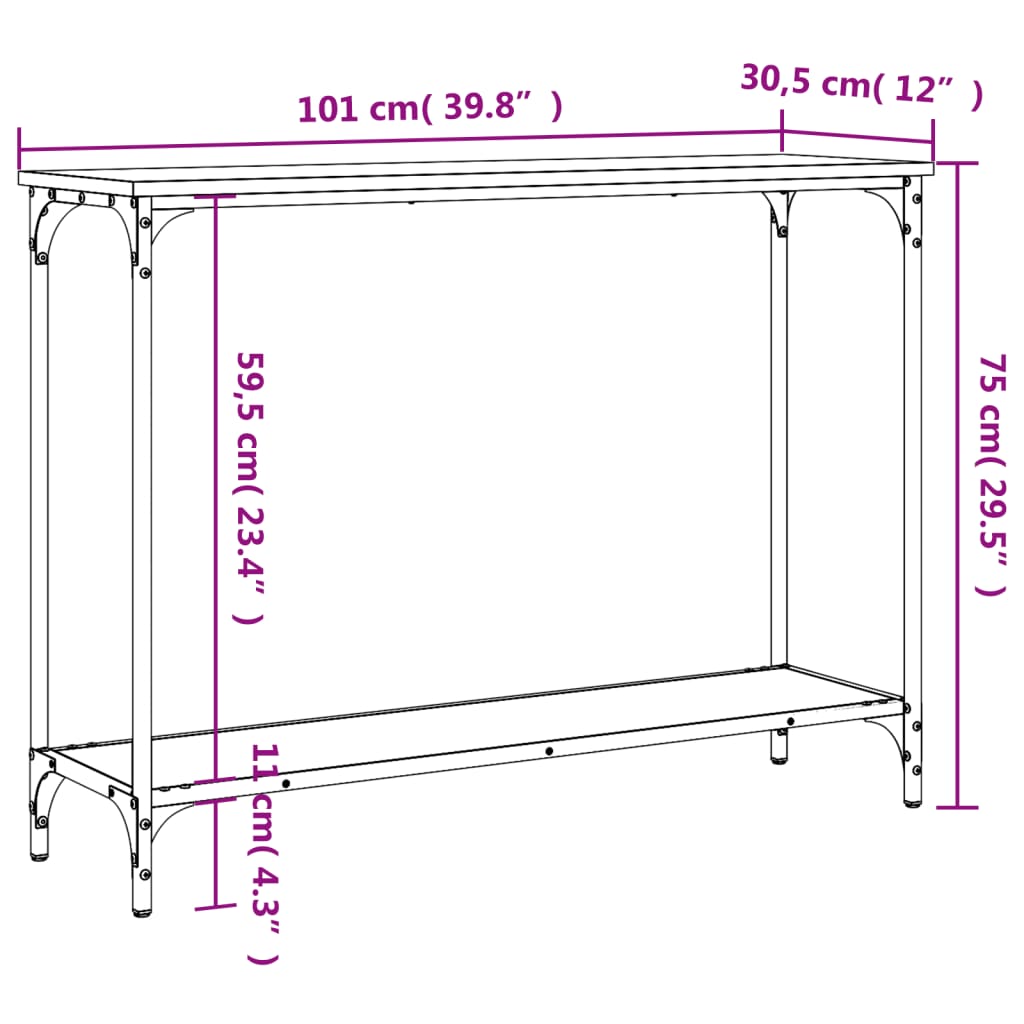 Console Table Smoked Oak 101x30.5x75 cm Engineered Wood