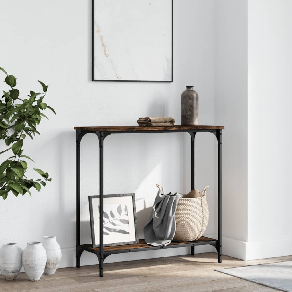 Console Table Smoked Oak 75x30.5x75 cm Engineered Wood