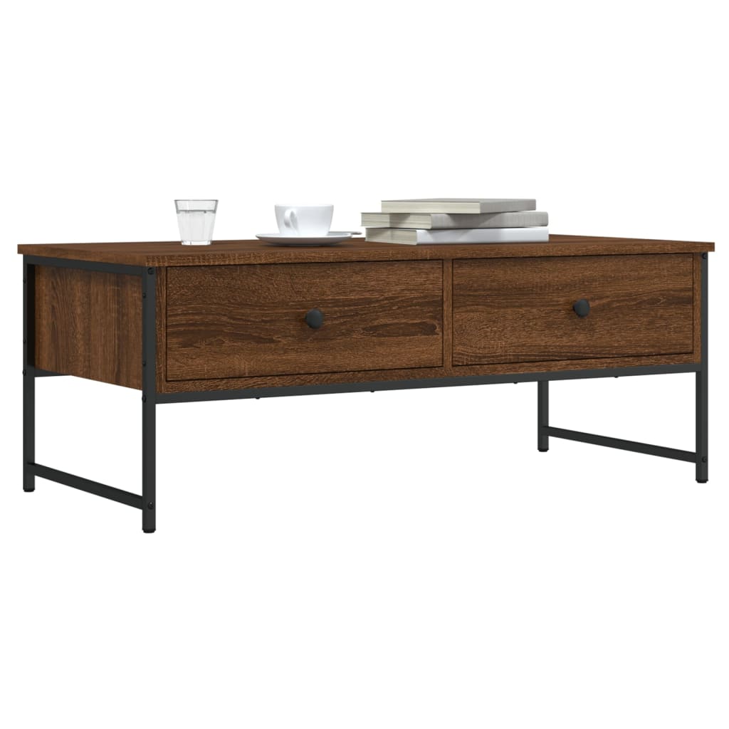 Coffee Table Brown Oak 101x49x39.5 cm Engineered Wood