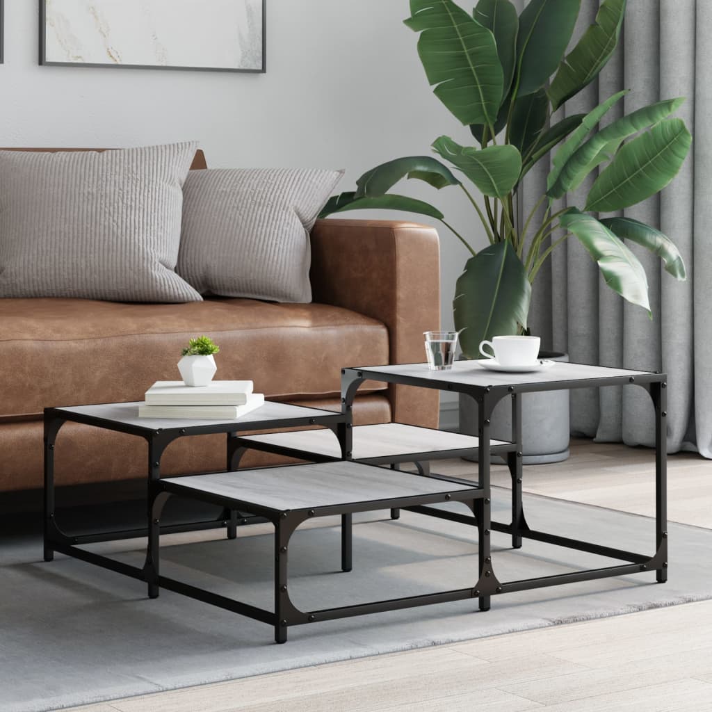 Coffee Table Grey Sonoma 87.5x87.5x40 cm Engineered Wood