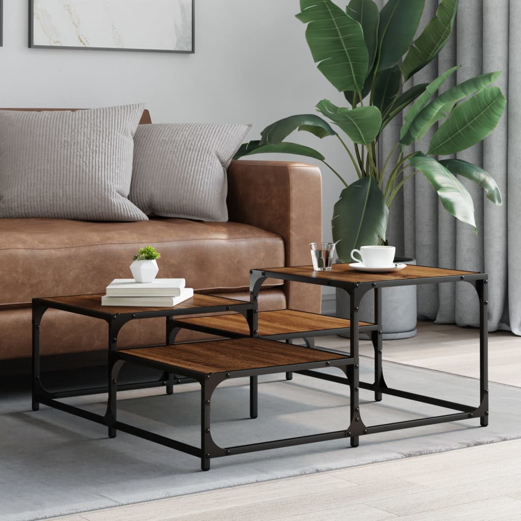 Coffee Table Brown Oak 87.5x87.5x40 cm Engineered Wood