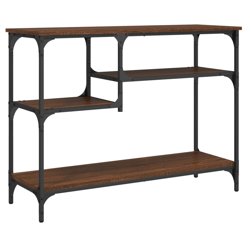 Console Table with Shelves Brown Oak 100x35x75 cm
