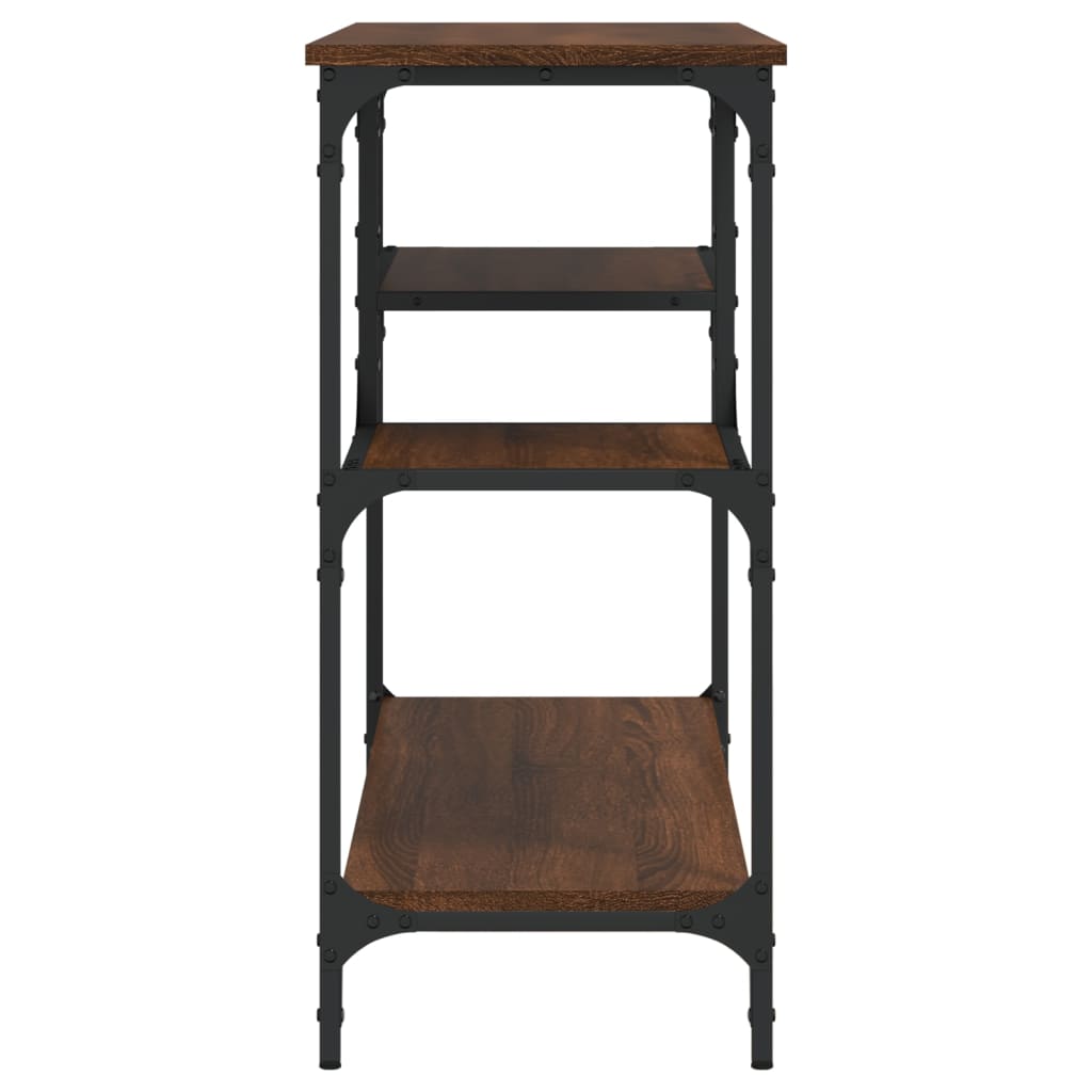 Console Table with Shelves Brown Oak 100x35x75 cm
