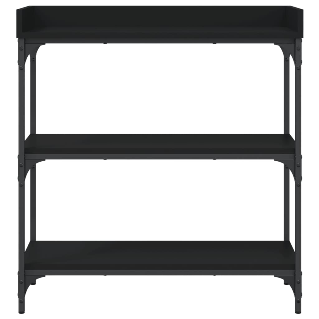 Console Table with Shelves Black 75x30x80 cm