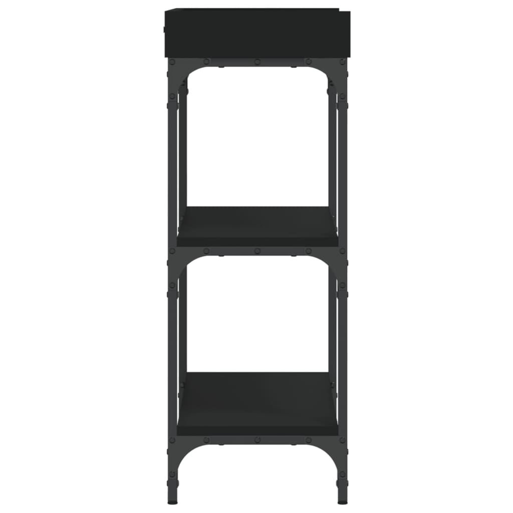 Console Table with Shelves Black 75x30x80 cm