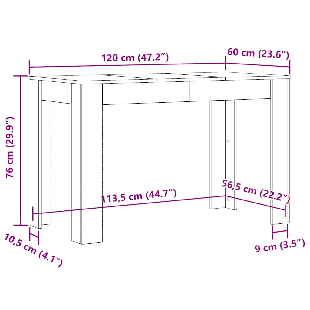Dining Table Smoked Oak 120x60x76 cm Engineered Wood