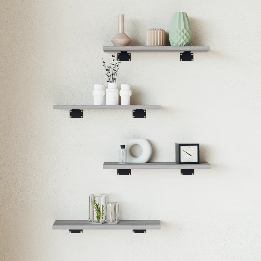 Wall Shelves 4 pcs Grey Sonoma 40x10x1.5 cm Engineered Wood