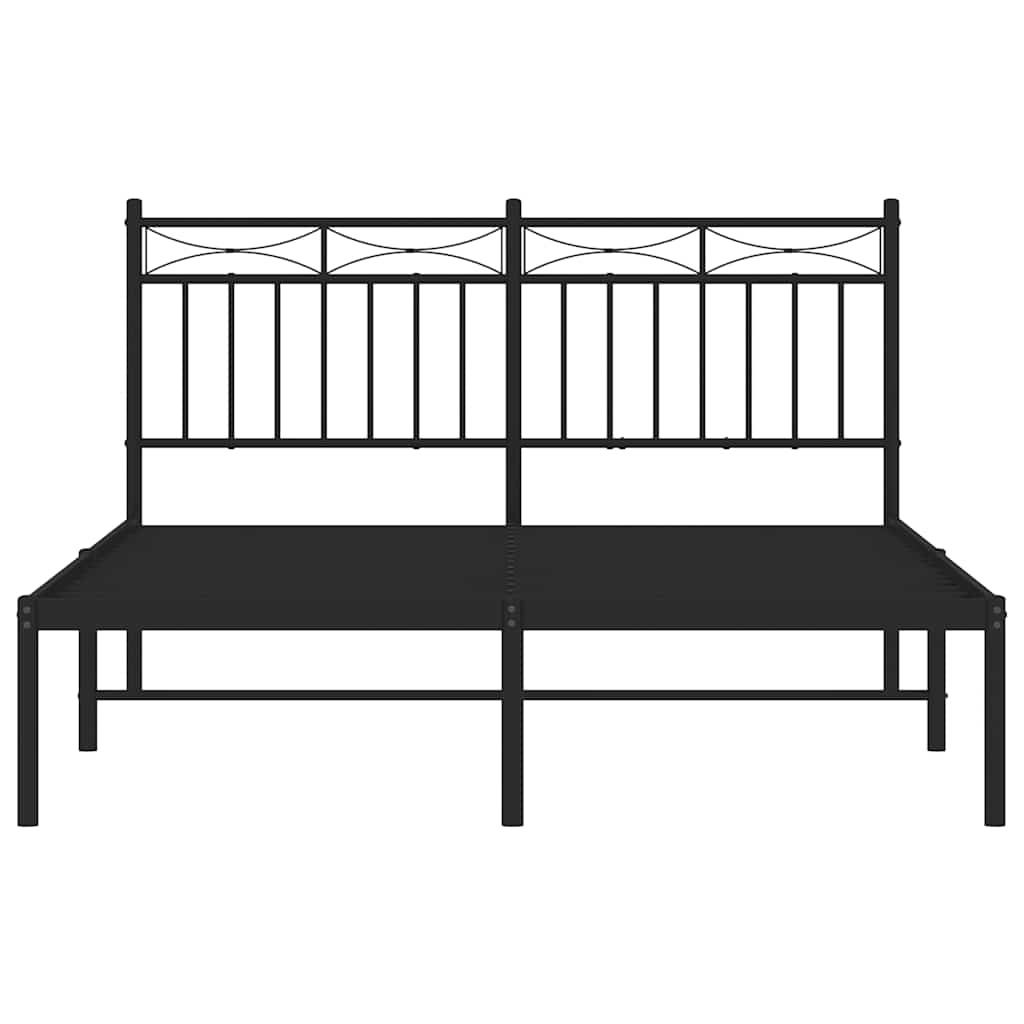 Metal Bed Frame without Mattress with Headboard Black 135x190cm