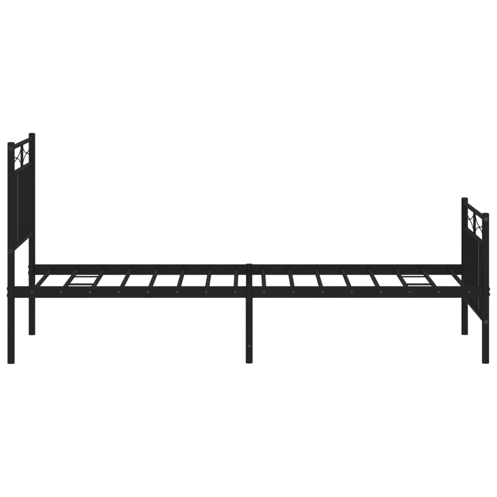 Metal Bed Frame without Mattress with Footboard Black 75x190cm