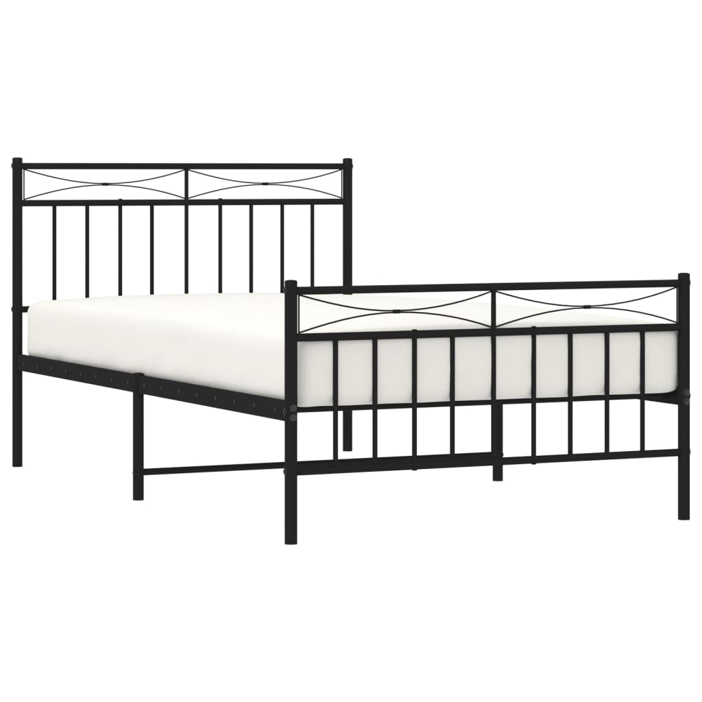 Metal Bed Frame without Mattress with Footboard Black 100x200cm