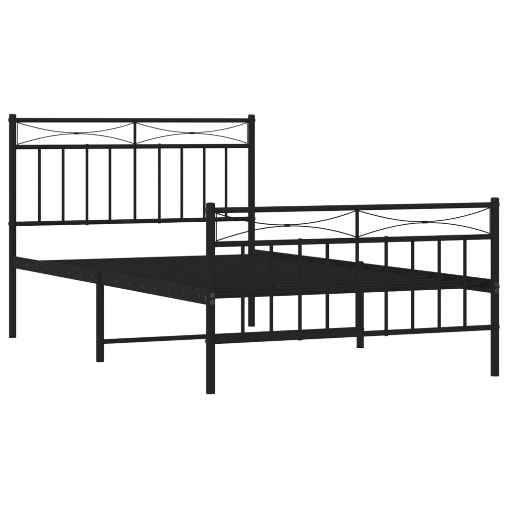 Metal Bed Frame without Mattress with Footboard Black 100x200cm