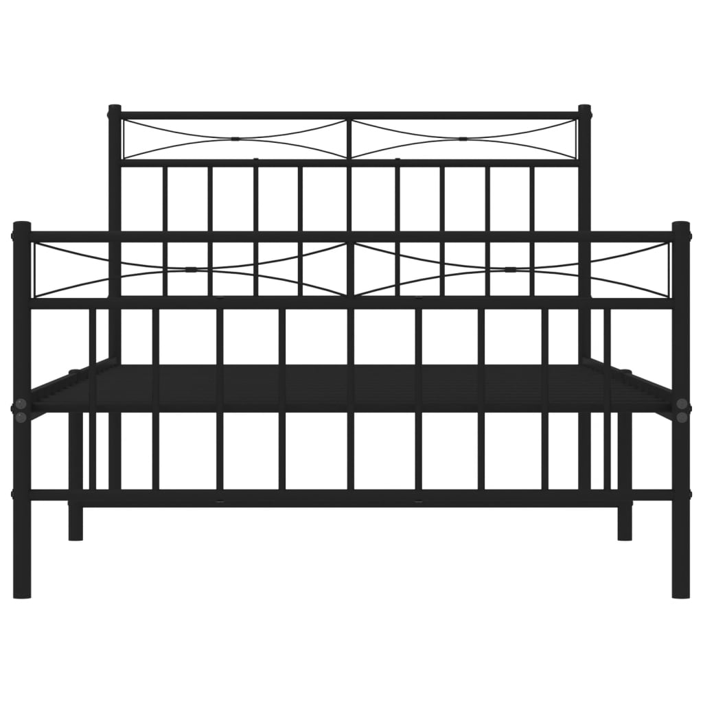 Metal Bed Frame without Mattress with Footboard Black 100x200cm