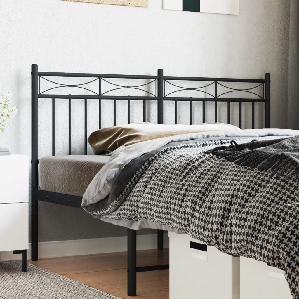 Metal Headboard Black 135 cm