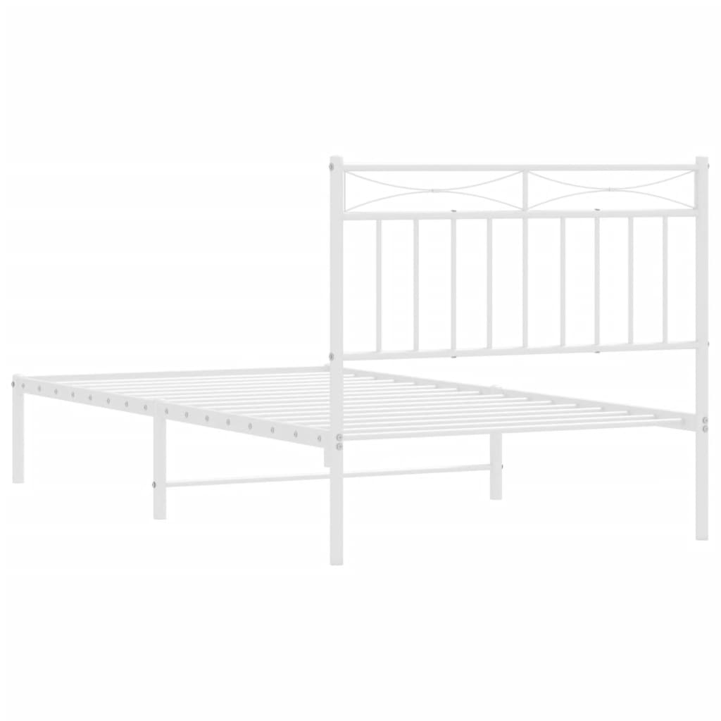 Metal Bed Frame without Mattress with Headboard White 100x190cm