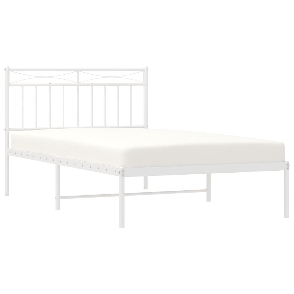Metal Bed Frame without Mattress with Headboard White 100x200cm