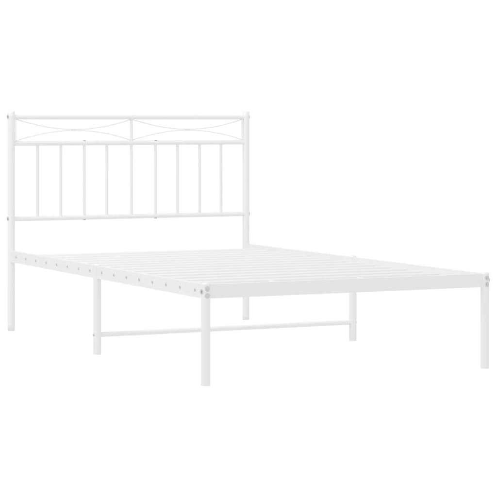 Metal Bed Frame without Mattress with Headboard White 100x200cm