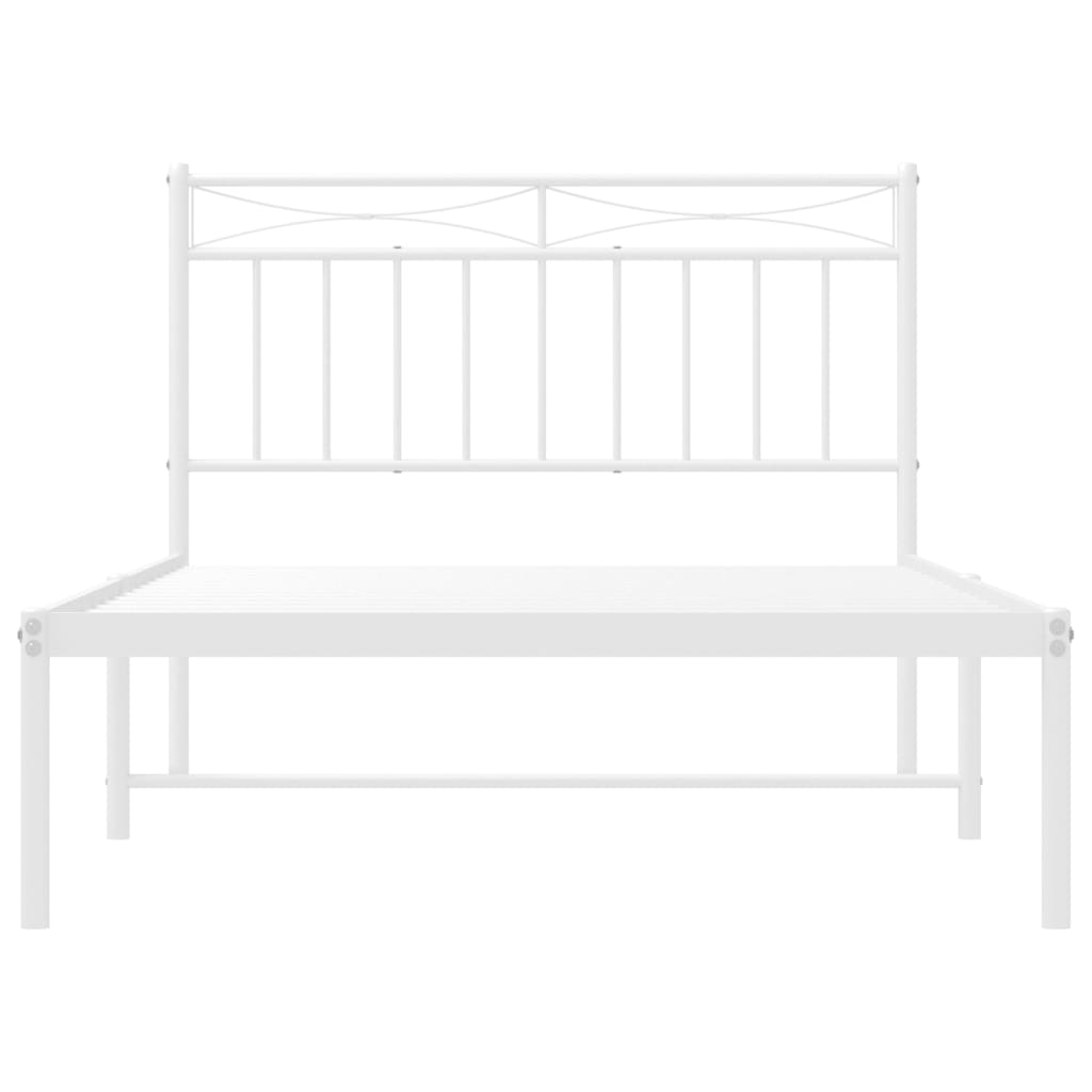 Metal Bed Frame without Mattress with Headboard White 100x200cm