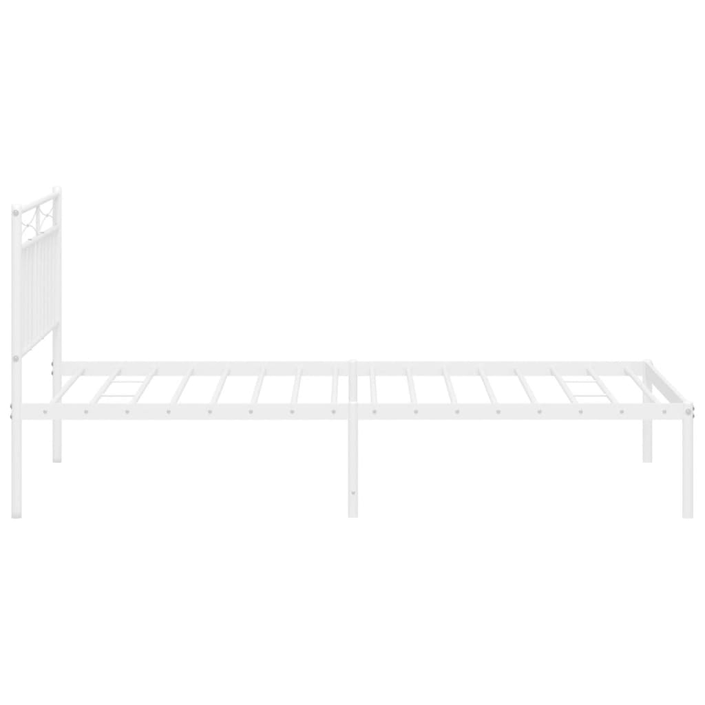 Metal Bed Frame without Mattress with Headboard White 100x200cm