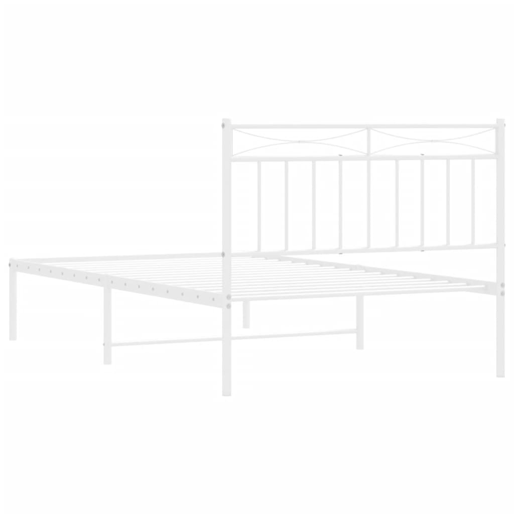 Metal Bed Frame without Mattress with Headboard White 100x200cm