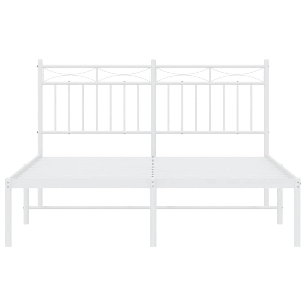 Metal Bed Frame without Mattress with Headboard White 135x190cm
