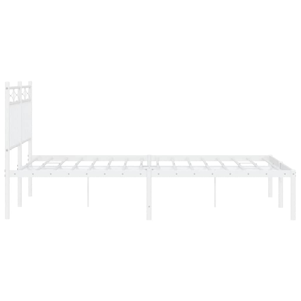 Metal Bed Frame without Mattress with Headboard White 135x190cm