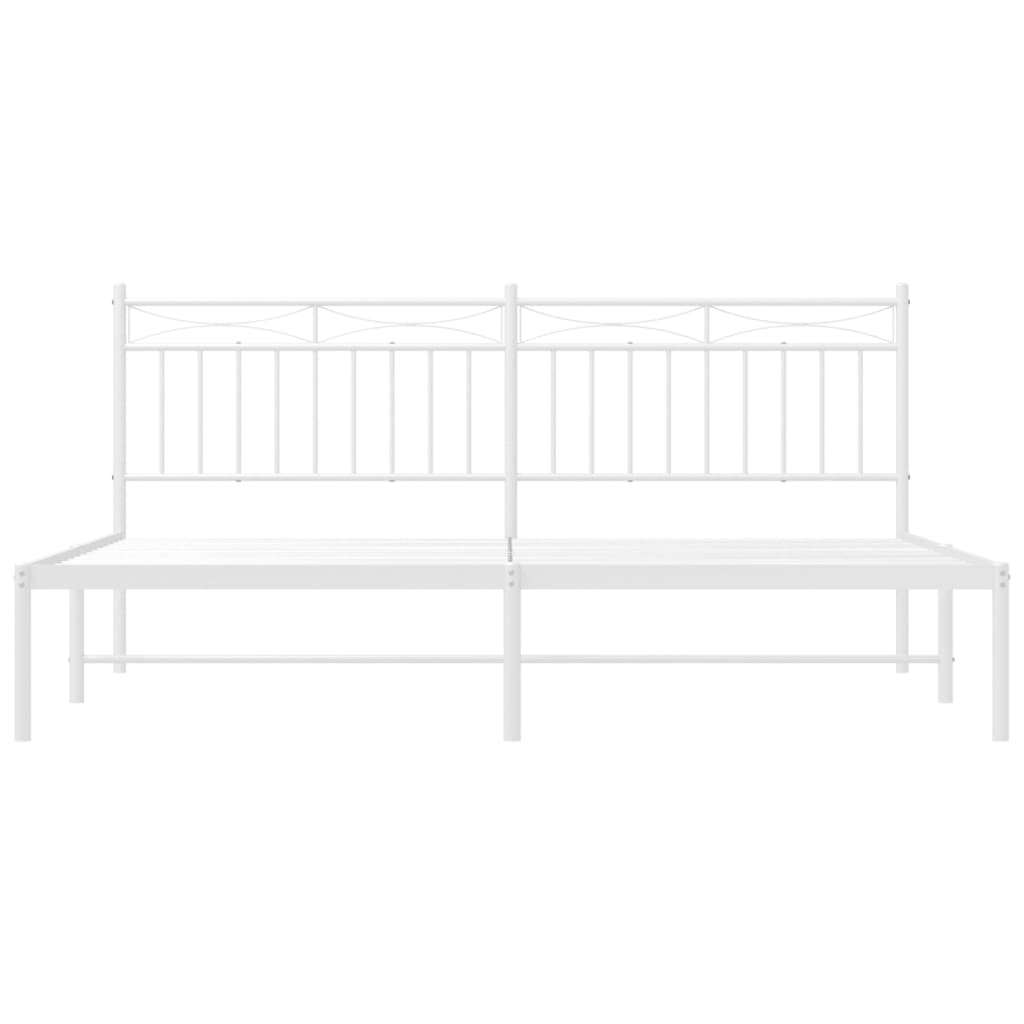 Metal Bed Frame without Mattress with Headboard White 180x200cm