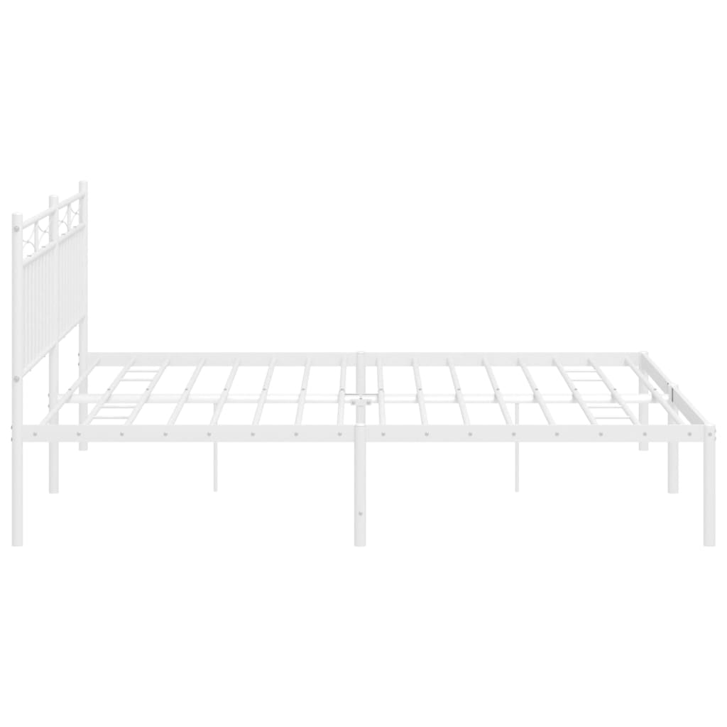 Metal Bed Frame without Mattress with Headboard White 180x200cm
