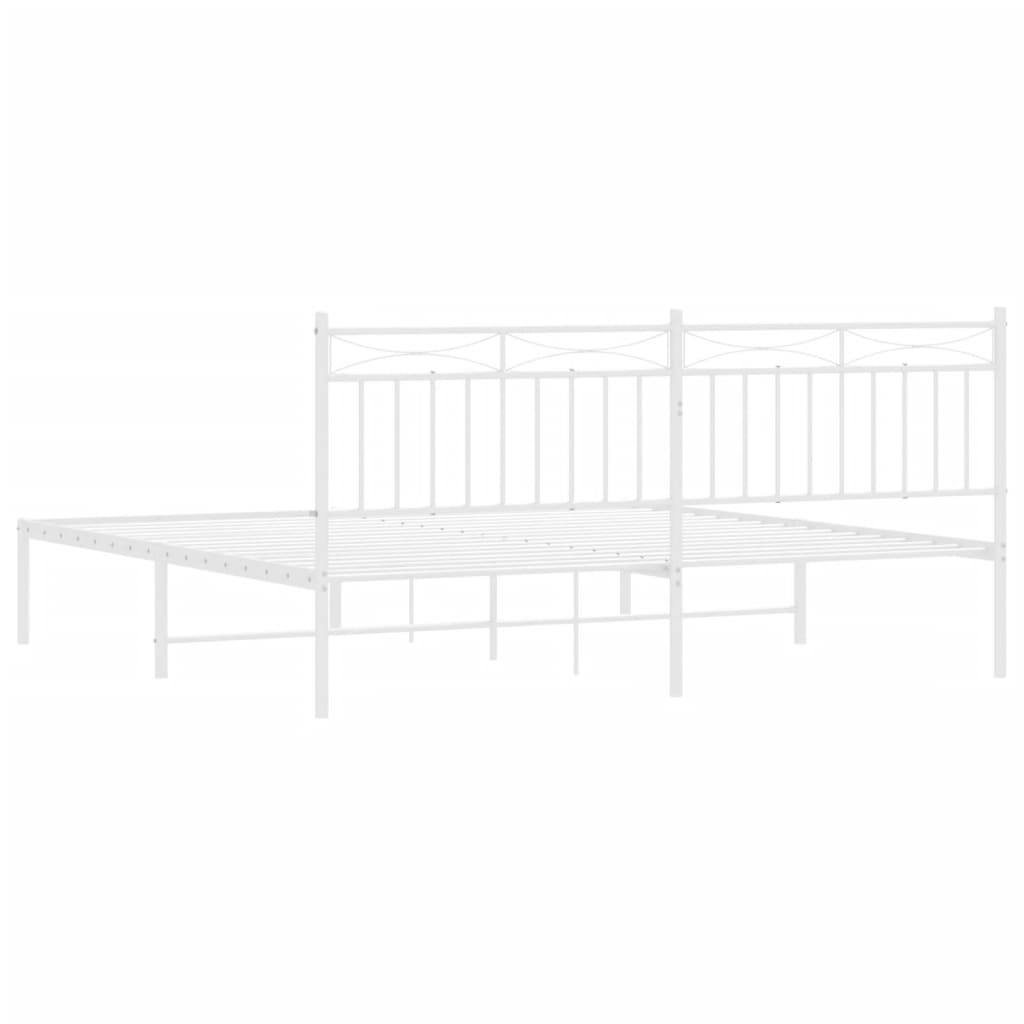 Metal Bed Frame without Mattress with Headboard White 180x200cm